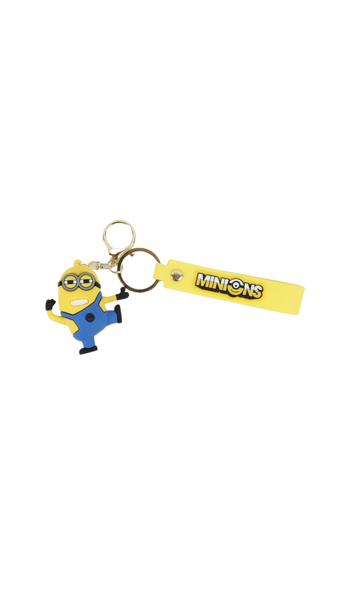 Minions silicone keychain with yellow strap and character charm keyring