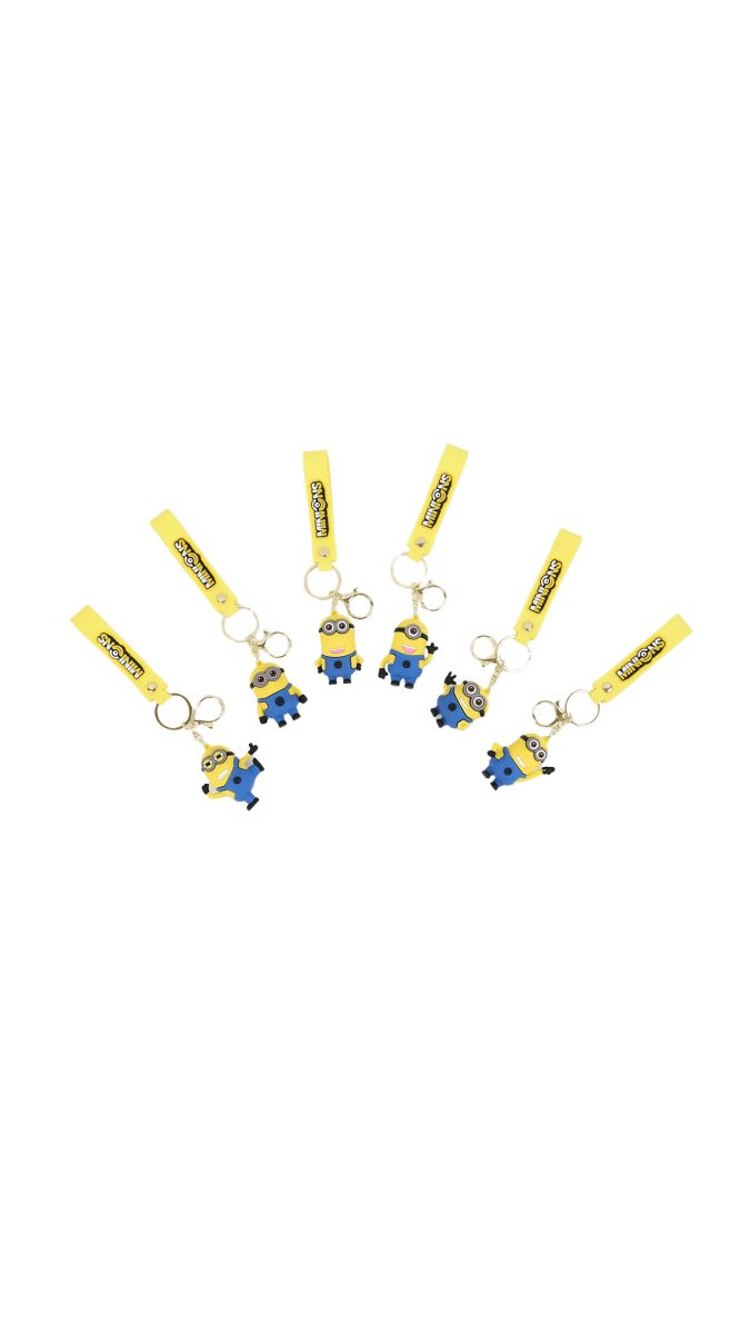 Set of Minions silicone keychains with yellow straps and character charms