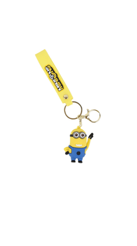 Minions silicone keychain with yellow strap and character charm on keyring