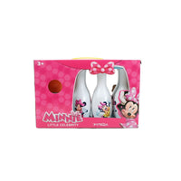 Bowling set gift box with Minnie Little Celebrity logo and three white pins inside