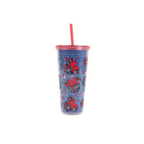 Minnie Mouse Floral Glitter Tumbler with Straw - 685ml - MIDI
