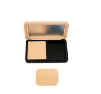 Compact powder with open lid, beige shade pan, and separate powder square