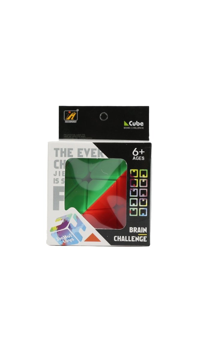 Multicolor pyramid puzzle cube assembled in a pyramid shape