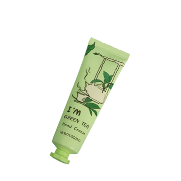 Light green green tea hand cream tube with flip-top cap