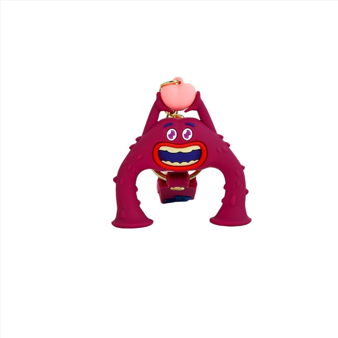 Purple monster PVC keychain with metal ring and clasp