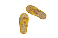 Mustard woven slippers, slip-on with knot bow detail and textured footbed