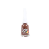 Brown nail polish bottle with Love Me label and clear cap