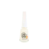 Nail polish bottle with pale cream shade, capped white, Love Me label