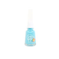 Light blue nail polish bottle with Love Me label and clear cap