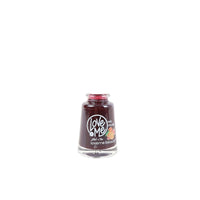 Dark brown nail polish bottle with Love Me logo and clear brush cap.