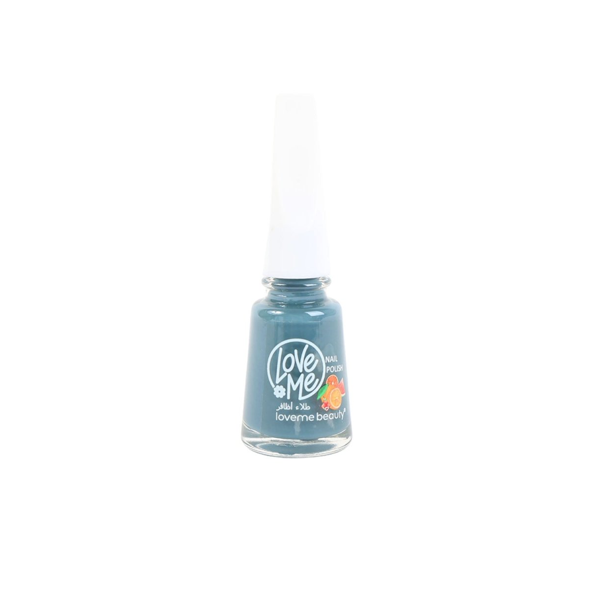 Teal blue nail polish bottle with Love Me label and clear cap
