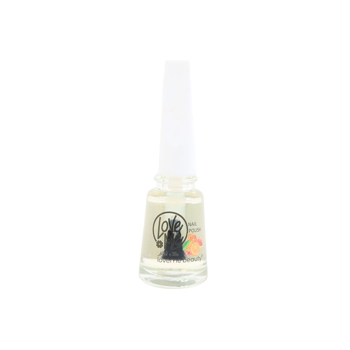 Nail polish bottle with light cream shade, capped white, Love Me label