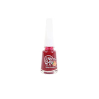 Burgundy red nail polish bottle with Love Me logo and clear brush cap.