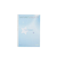 Light blue B5 glue notebook cover with “NATURE’S PALETTE” and moon star graphics