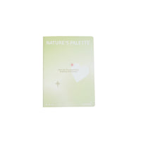 B5 lined notebook cover in pastel green with Nature's Palette title and star-moon graphics.