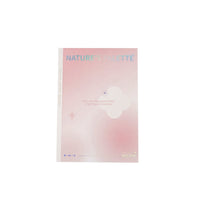 Soft pink B5 glue notebook cover with “NATURE’S PALETTE” and moon-star icons