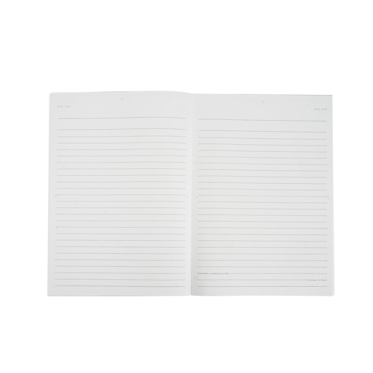 Open B5 glue notebook showing blank pages with horizontal lined rows