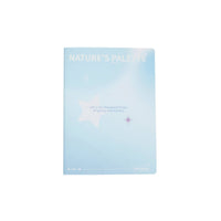 B5 lined notebook cover in pastel blue with Nature's Palette title and star-moon graphics.