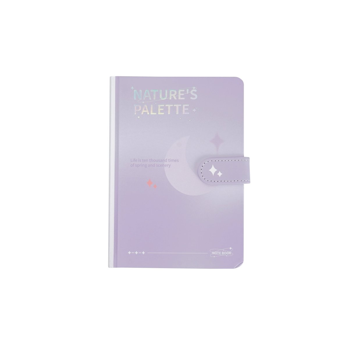 Pastel violet notebook with magnetic buckle and Nature’s Palette star design