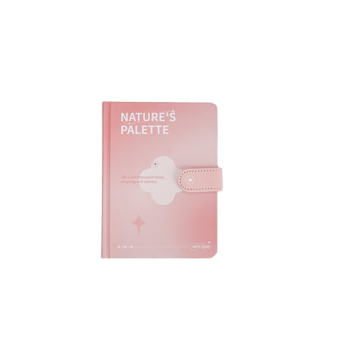 Pastel magnetic buckle notebook, pink cover with star magnetic clasp