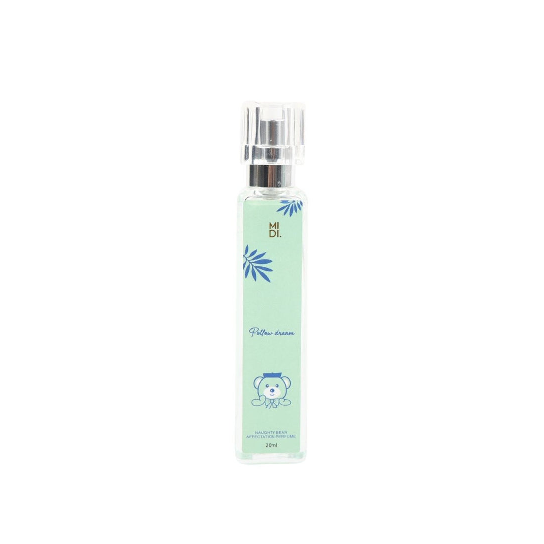 Naughty Bear women's perfume bottle, pale green with silver spray top and bear label