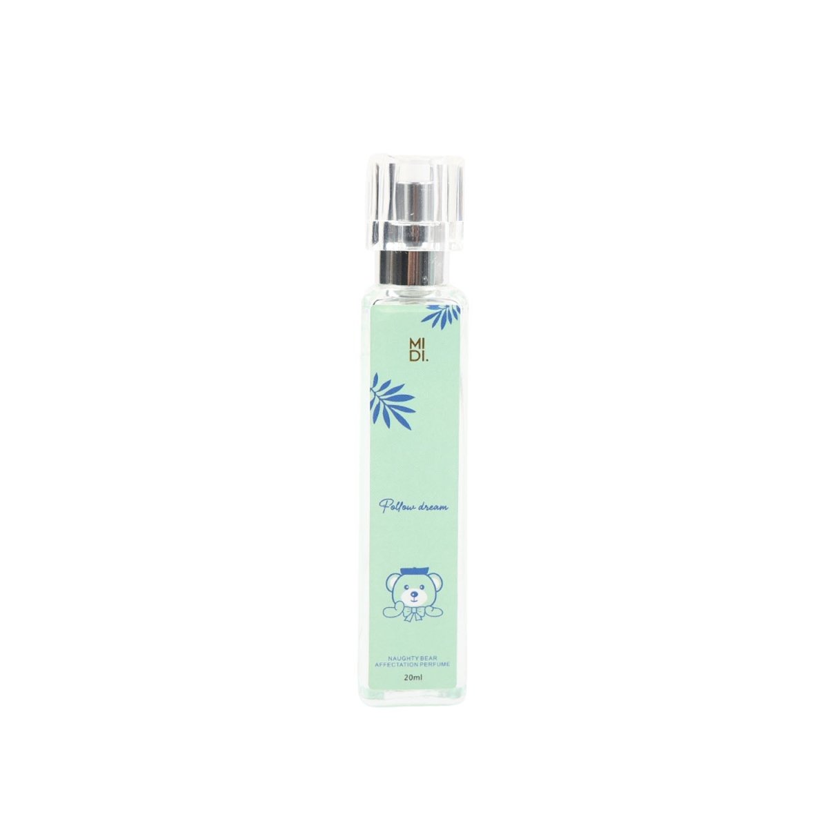 Naughty Bear women's perfume bottle, pale green with silver spray top and bear label