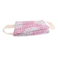 Neck and shoulder heat pack stacked, pink striped fabric with floral print and two straps