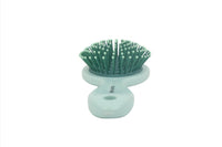 Hair brush for scalp massage, light green oval head with plastic pins and mint base