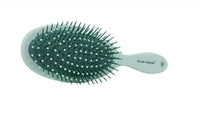 Hair brush for scalp massage, green oval head with long pins and mint handle