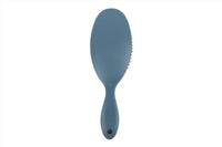 Hair brush for scalp massage, blue oval head with plastic pins and blue handle