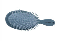 Hair brush for scalp massage with light blue bristles and blue handle