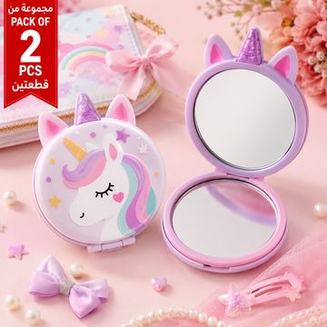 Pack of 2 Cute Unicorn Portable Mirrors lifestyle