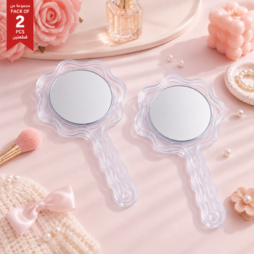 Pack of 2 Transparent Ripple Handheld Mirrors lifestyle
