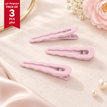 Pack of 3 Light Pink Curved Hair Clip Sets lifestyle design