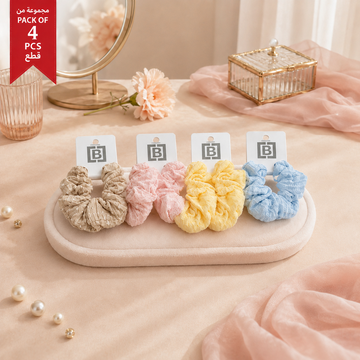 Pack of 4 Colorful Nylon Hair Scrunchie Sets lifestyle design