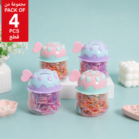 Pack of 4 Colorful Kids Hair Rubber Bands – Piggy Bank Box
