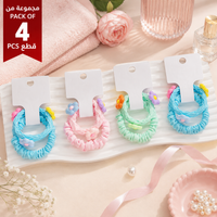 Pack of 4 Peach Pink Chiffon Pearl Headbands