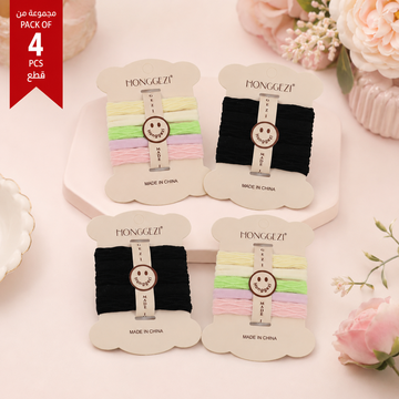Pack of 4 Soft Multi-Color Hair Ties lifestyle design