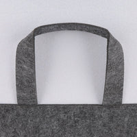 Panda laundry basket side with dark gray felt handles and open top