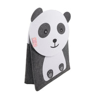 Kids panda laundry basket with panda face front and curved gray carrying handle