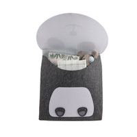 Kids panda laundry basket with open gray top and panda-face front panel