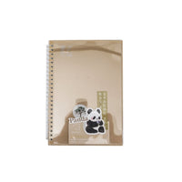 A5 panda spiral notebook with clear cover and photo storage, warm tan