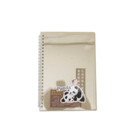A5 panda spiral notebook with clear cover and photo storage, light tan