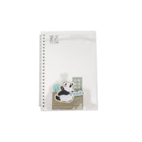 A5 panda spiral notebook with photo storage, clear front cover, white