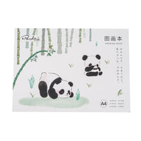 A4 drawing book cover with panda family, bamboo, and butterflies
