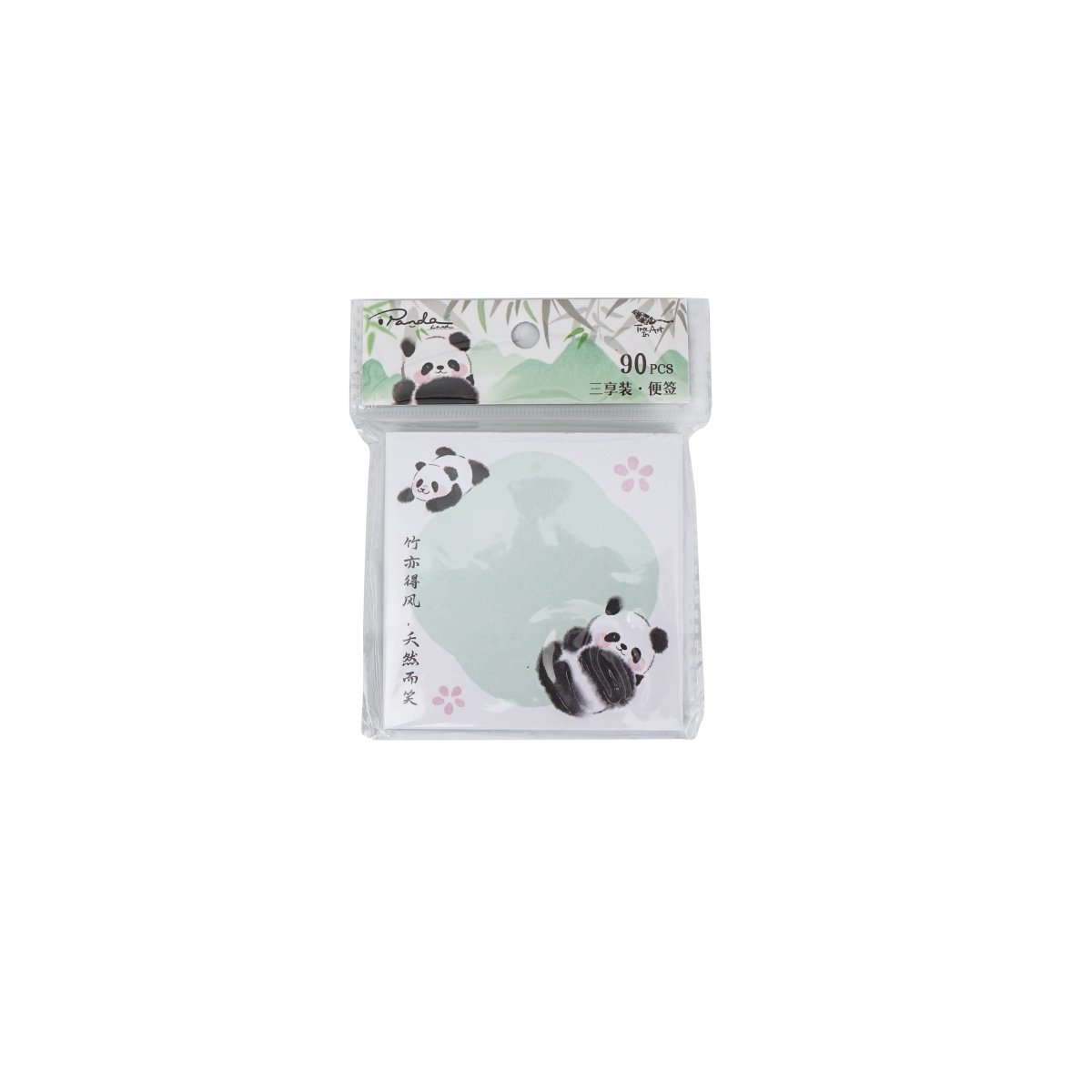 Mint panda sticky note pack with panda paw design and 90 pcs