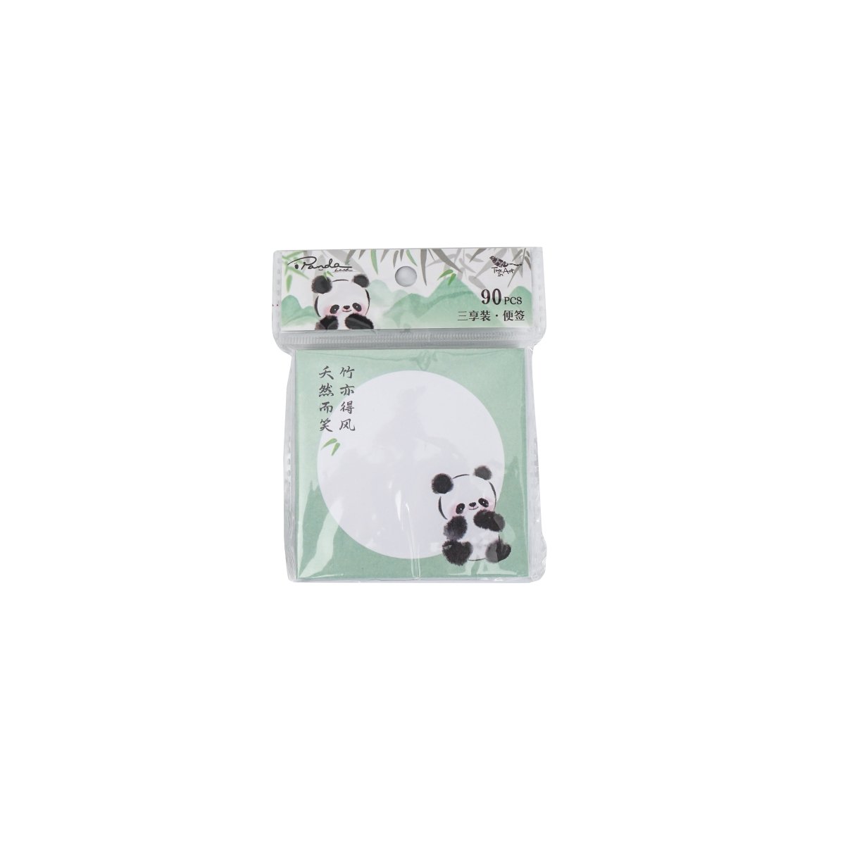 Mint panda sticky note pack with large circle panda illustration and 90 pcs