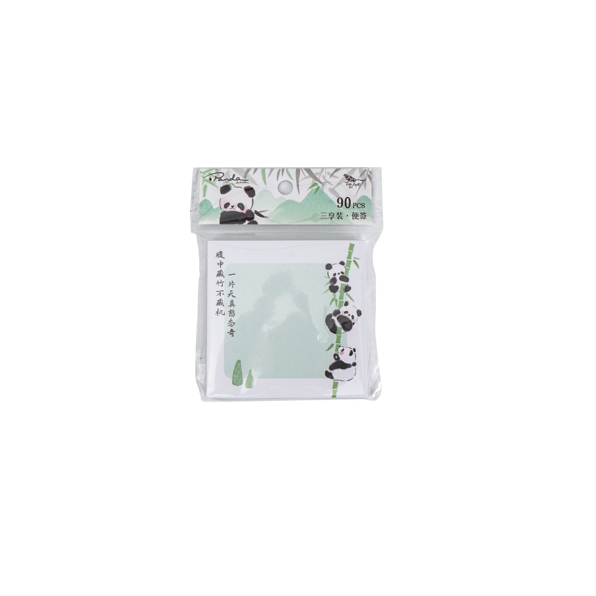 Mint panda sticky note pack with bamboo corner accents and 90 pcs