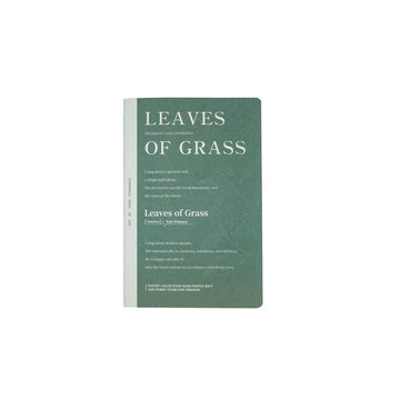 A5 lined notebook, green cover titled 'Leaves of Grass'.