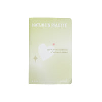 A5 line notebook, pale green cover with "Nature's Palette" text and star sparkle graphic.